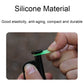 Flexible silicone reflective ring in mint green, held on a black stake