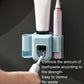 Blue and white toothpaste squeezer wall mount with toothbrush holder and squeeze controls