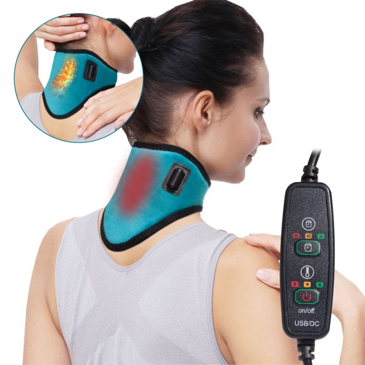 Electric heating neck protector worn on neck with USB power controller and cable
