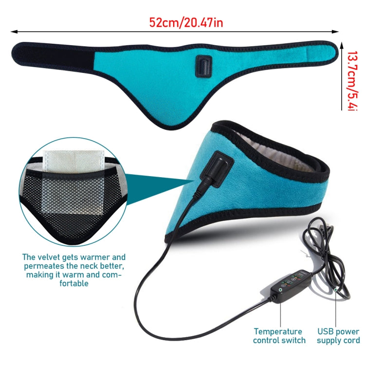 Sea green electric neck protector with USB power supply cord and temperature control switch