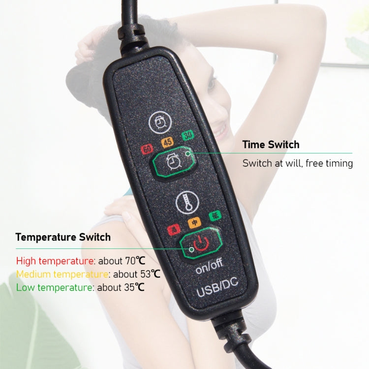 USB/DC temperature control switch with button settings on black power cord