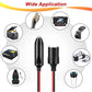 Car cigarette lighter splitter adapter with red/black cables and compact power body