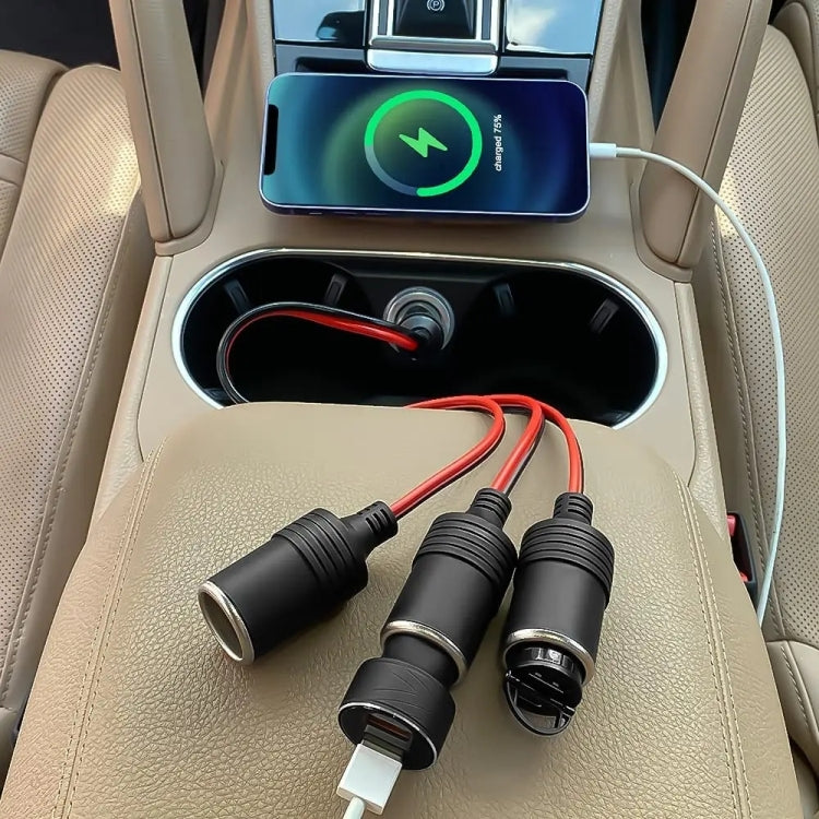 Car 4-hole cigarette lighter splitter with four socket ends on console area
