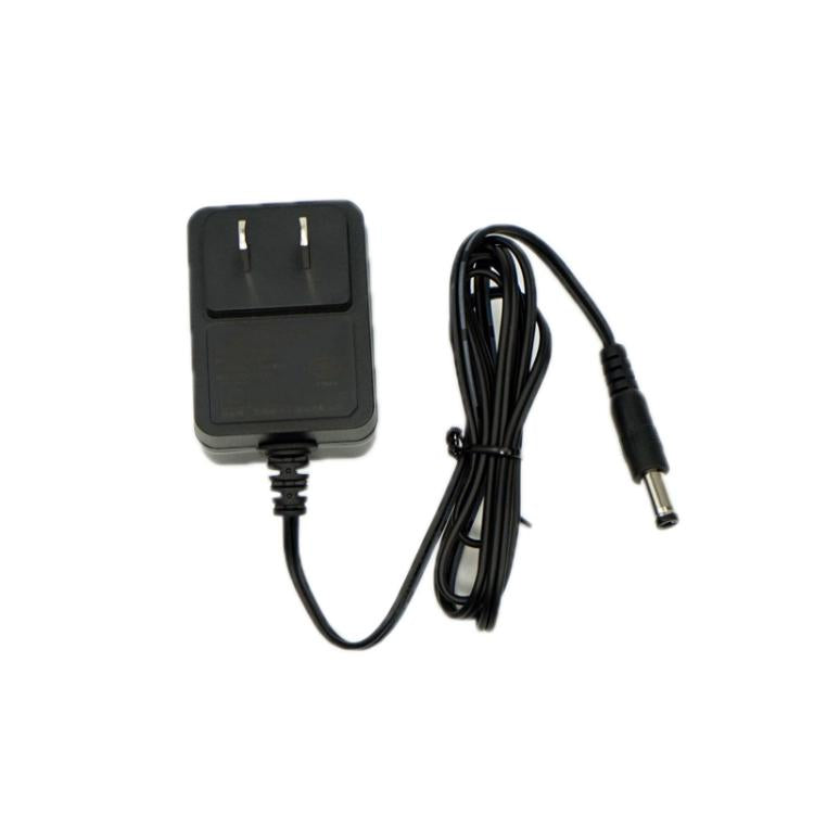 US plug power adapter with AC-to-DC cable and connector, black