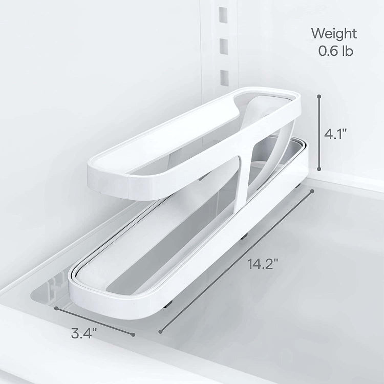 White two-layer egg dispenser with slanted sliding base for orderly egg storage
