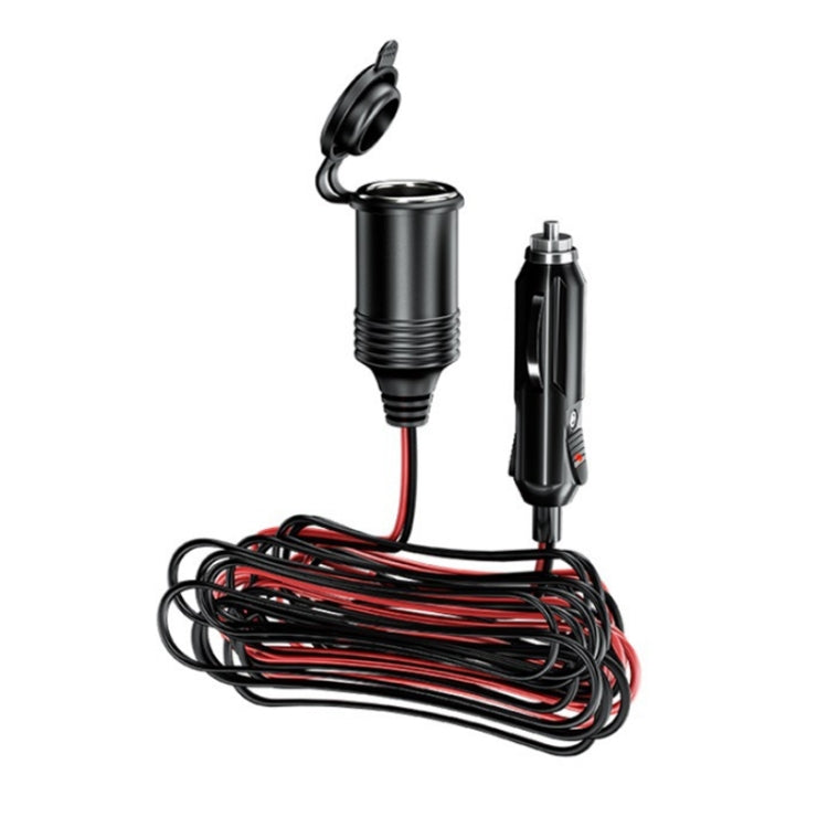 Black USB cigarette lighter base with electric pickup and 4 m power extension cable