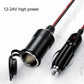 Black cigarette lighter plug with extension cable, pickup base and threaded metal tip