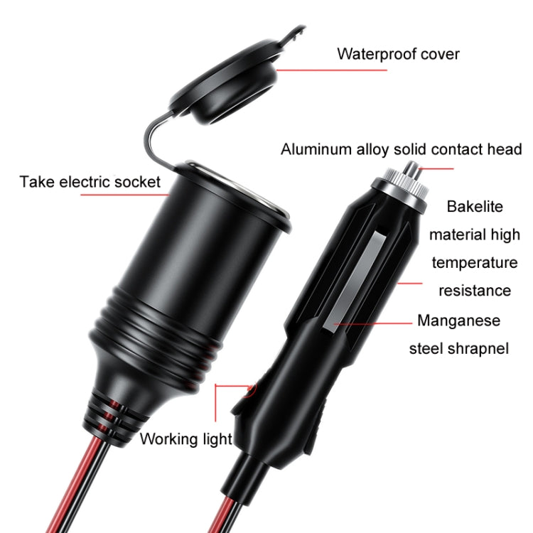 Black cigarette lighter base with ribbed body, waterproof cap, and metal contact tip