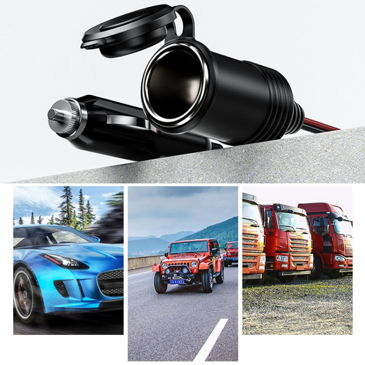 Black cigarette lighter adapter with bulb-shaped socket and ribbed connector end