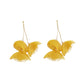 Long fabric petal earrings in yellow with four layered petals and gold hooks