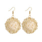 Bamboo vine woven earrings with cream round ball drops and gold fishhook ear wires