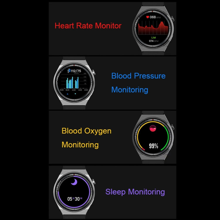 Smartwatch health monitoring screen showing heart rate, blood pressure, oxygen, and sleep
