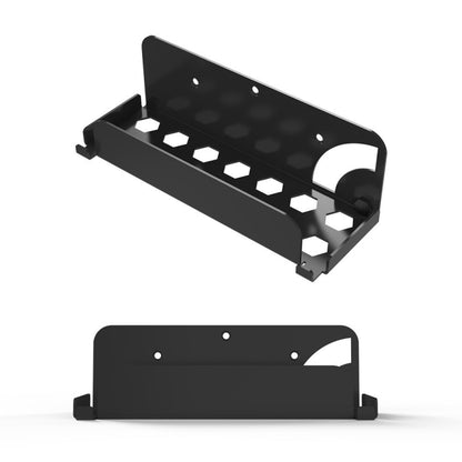 Black metal wall-mount holder bracket with cutout dock stand