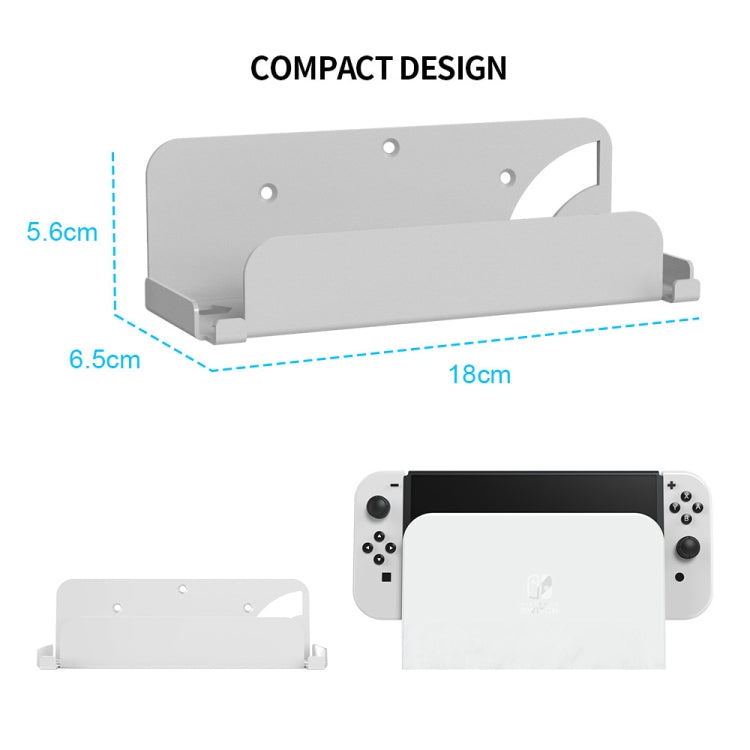 Gray compact wall-mount bracket for console dock, with cutout support