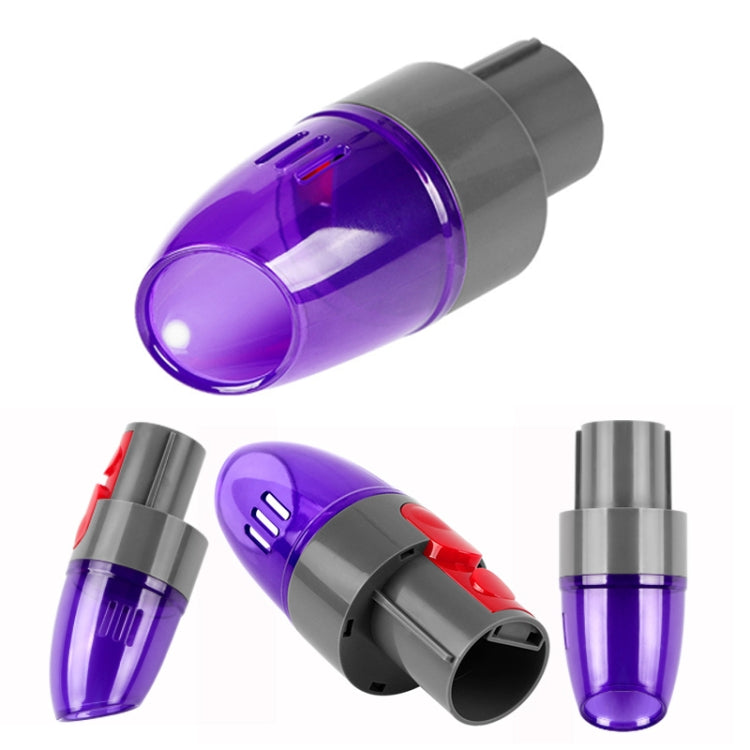 Purple clear vacuum nozzle brush head with gray connector, front angle view