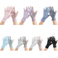 Set of thin mesh sunscreen gloves in assorted colors, breathable finger openings.