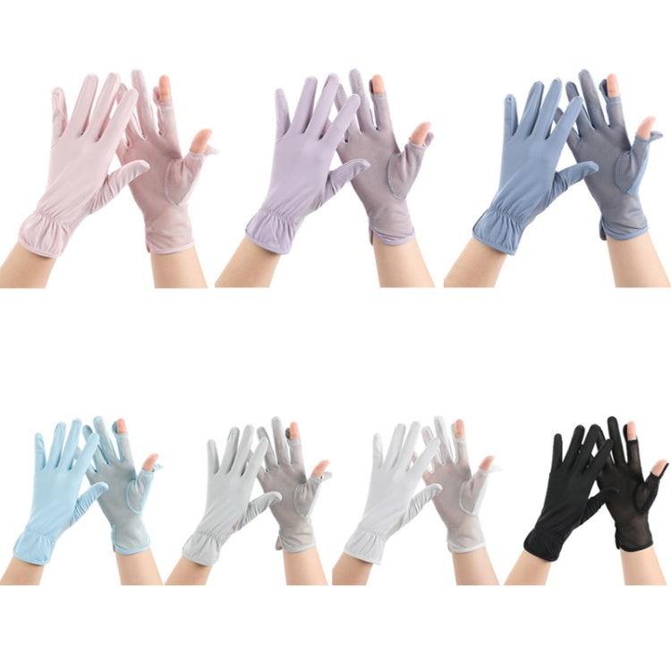 Set of thin mesh sunscreen gloves in assorted colors, breathable finger openings.