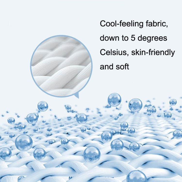 Blue ice-silk style mesh sunscreen fabric with cool, breathable textured weave.