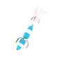 Blue foam worm bait lure with white stripe bands and two treble hooks