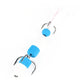 Foam worm lure with three treble hooks and feather tail, blue