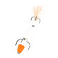 Soft foam fishing worm lure with three treble hooks, orange foam body, pale peach bristles