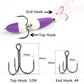 Purple and white foam worm bait lure with jig head and top/end hooks