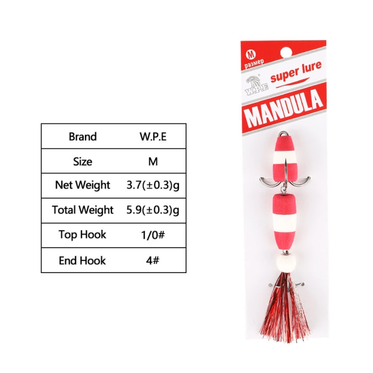 Mandula packaged foam soft worm bait lure with red and white striped foam body
