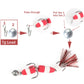 Red/white striped foam worm bait lure with lead head and red bristle tail