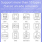 RG3000 handheld game console compatibility chart with classic arcade simulator icons