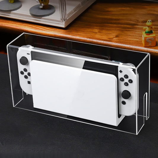Transparent dustproof display cover on luminous base with white Joy-Cons