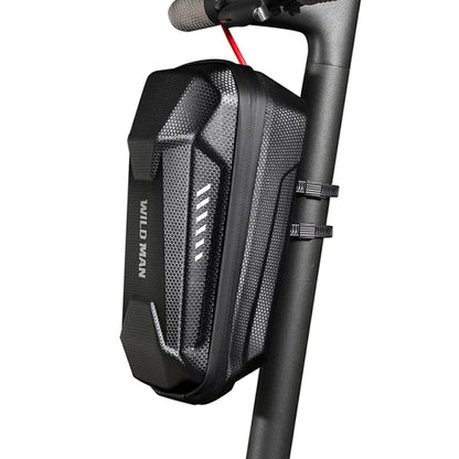 Black EVA hard shell handlebar mounting bag with zip and reflective stripes