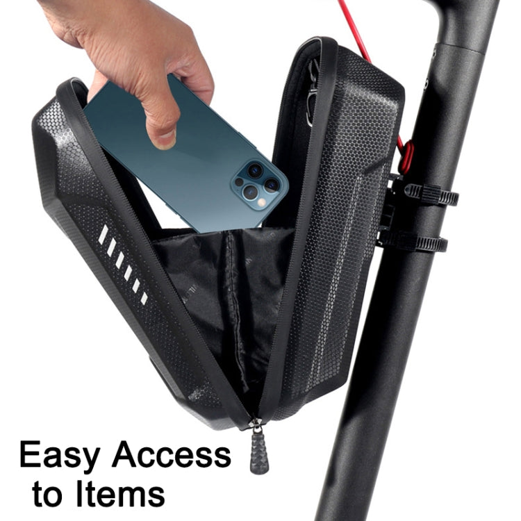 Black EVA hard shell handlebar bag with open top and phone storage pocket