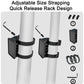 Adjustable strap mounting for an EVA hard shell handlebar bag with quick-release rack