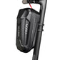 Black EVA hard shell handlebar bag with zip closure and reflective side panels