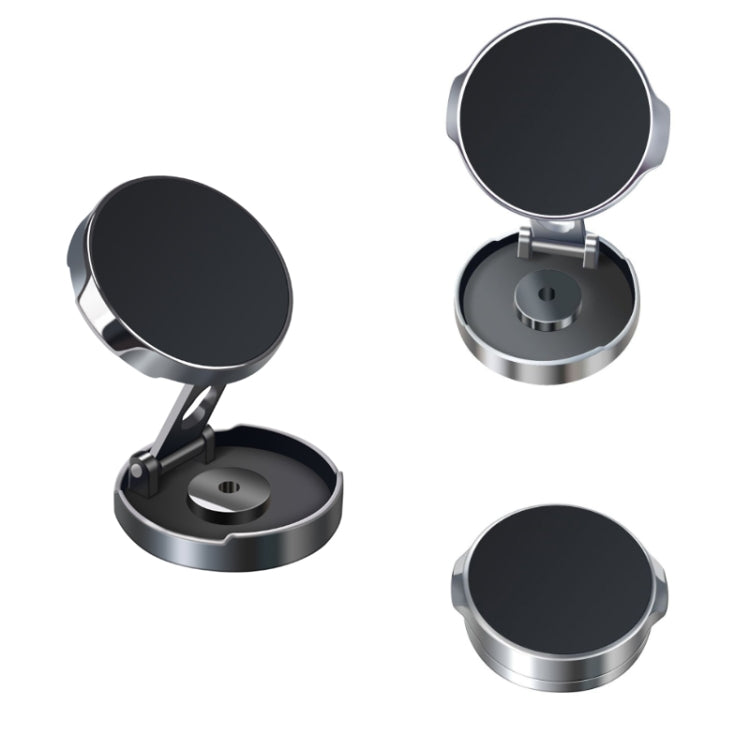Circular car magnetic suction phone bracket set with open and closed views