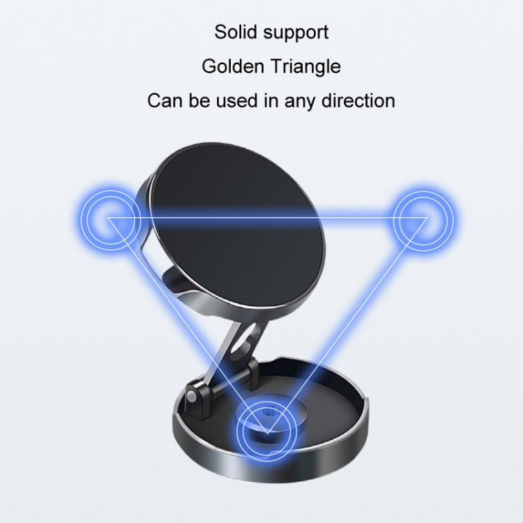 Black circular car magnetic suction phone bracket with rotating hinged base