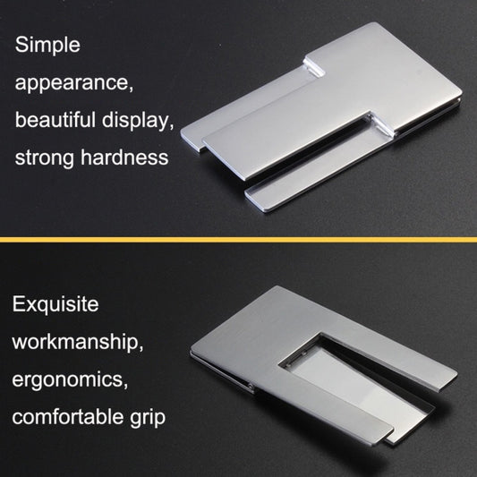 Silver folding cigarette holder with rectangular cutout slot, 2-piece set
