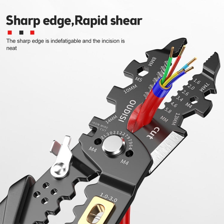 Electric wire stripper with multi-gauge head and gold wire-press insert