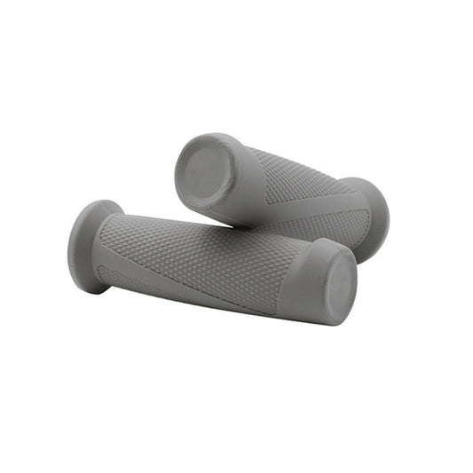 Gray silicone scooter handlebar covers with textured grip and open mounting ends (pair)