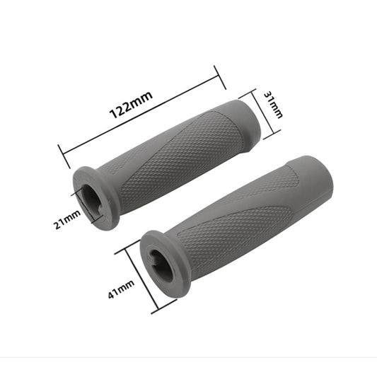Gray silicone handlebar covers with textured grip and end caps with mounting holes (pair)