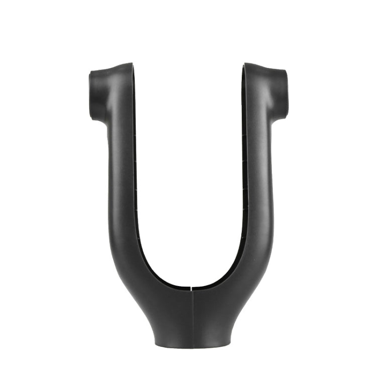 Black U-shaped front fork cover for scooter fork, open center with mounting slots