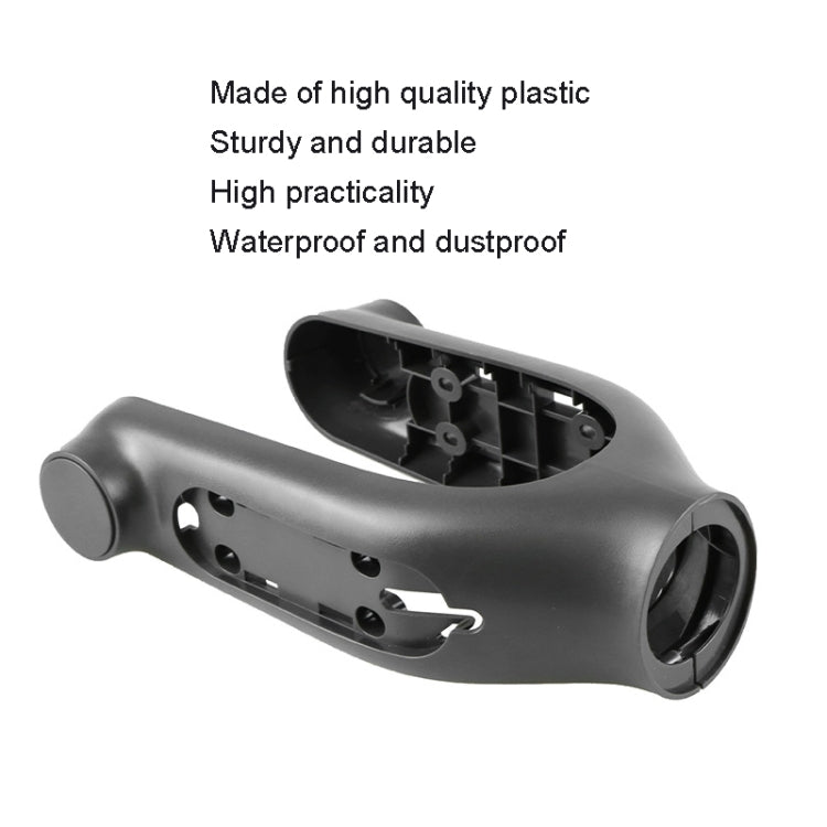 Dark gray front fork cover with circular end openings and internal mounting holes