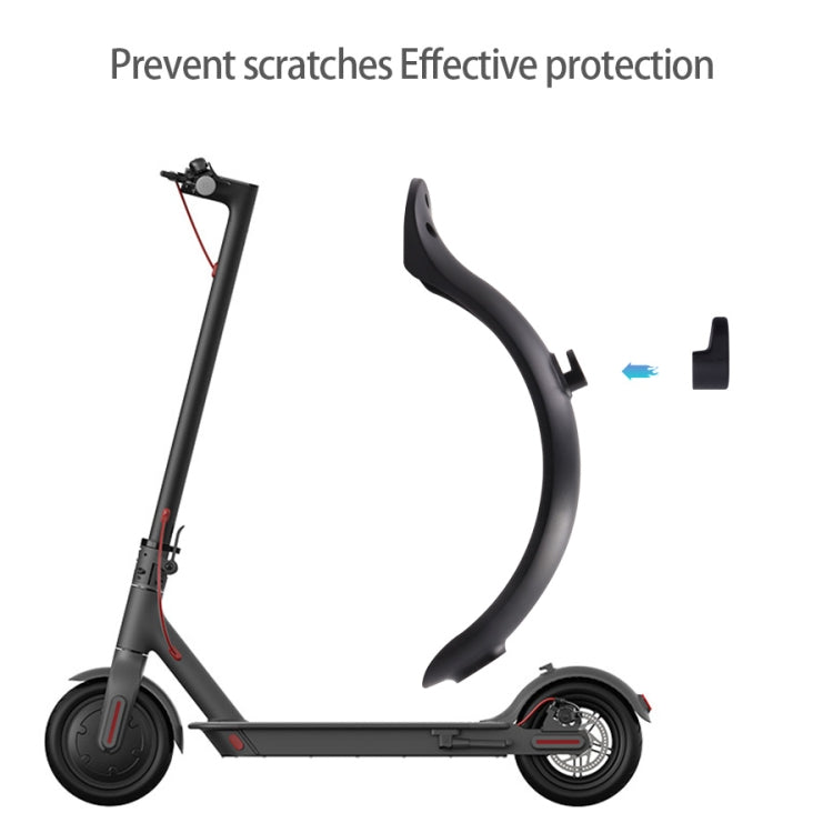 Black scooter fender accessory with curved guard and red taillight, rear fitment