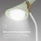 Green diamond desk lamp head with bright glow and gold collar at the neck