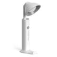 Folding flashlight desk lamp in white and gray with wide oval light head