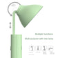 Green folding flashlight lamp with angled head and adjustable pivot hinge