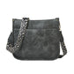 Dark gray PU leather crossbody tote bag with leopard-print strap and flap front pocket
