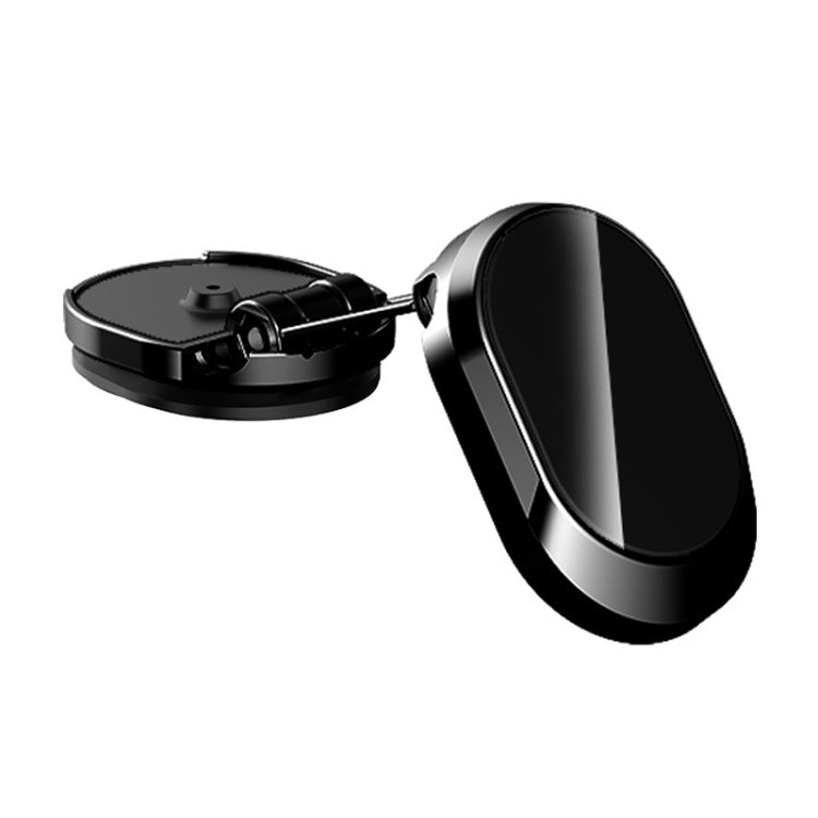 Black foldable rotating magnetic car phone mount with circular base and vent clip