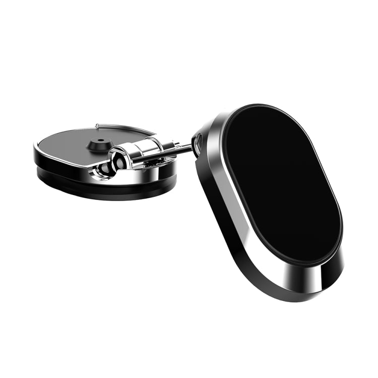 Silver and black rotating magnetic car phone holder with foldable vent mount