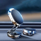 Rotating magnetic car phone holder in metal-like silver with black circular mount